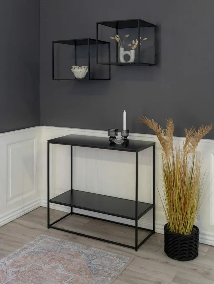 Półka ścienna w stylu loft Vita dąb czarny