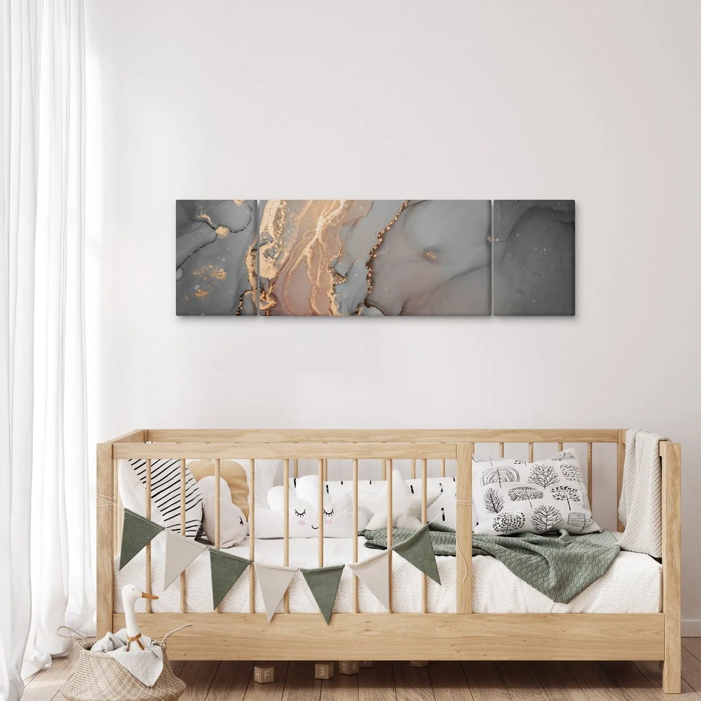 Obraz - Szaro - złoty marmur (170x50 cm)
