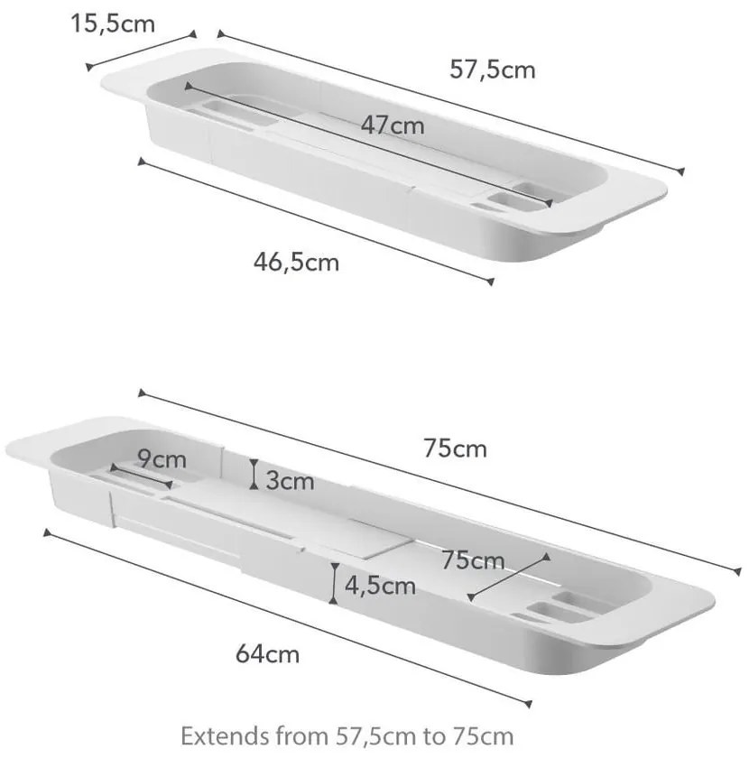 Biała regulowana półka na wannę YAMAZAKI Tower
