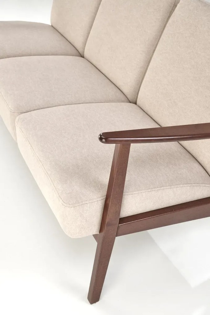 Sofa MILANO 3S beżowa/orzech trzyosobowa HALMAR