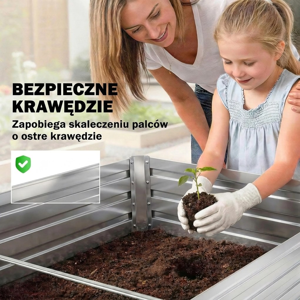 Outsunny zestaw dwóch ocynkowanych podwyższonych grządek, 180 x 90 x 60 cm, metalowe grządki z bezpiecznymi krawędziami, srebrny | Aosom PL