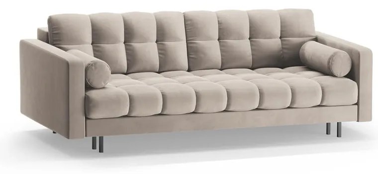 Beżowa aksamitna rozkładana sofa ze schowkiem 222 cm Bali – Cosmopolitan Design