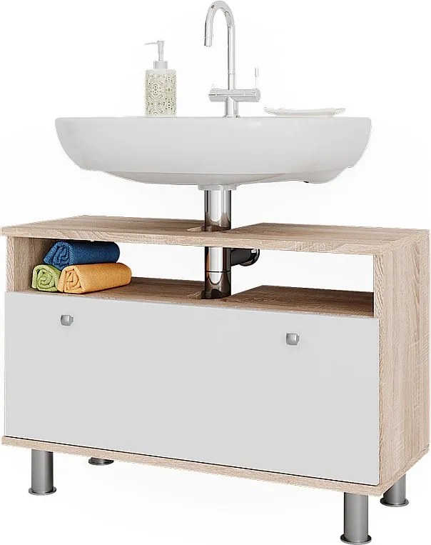Szafka pod umywalkę sonoma/biały 80.2x32x54 fynn