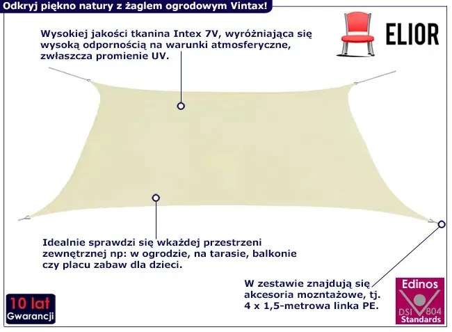 Kremowy żagiel ogrodowy - Vintax