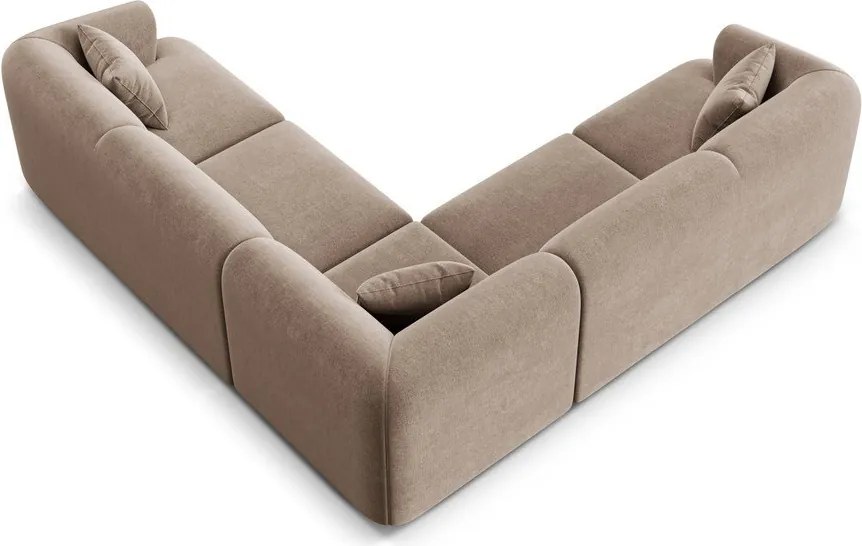 Jasnobrązowy aksamitny narożnik Campi – Cosmopolitan Design