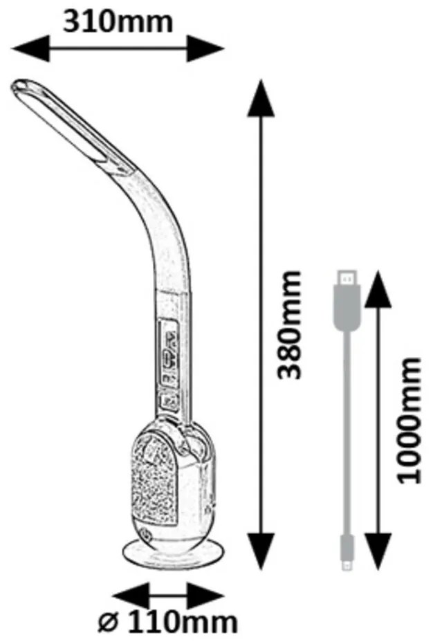Rabalux 74231 lampa stołowa LED z brokatem Figen, biały, 5 W, 290 lm, 5000 K, ściemnialna