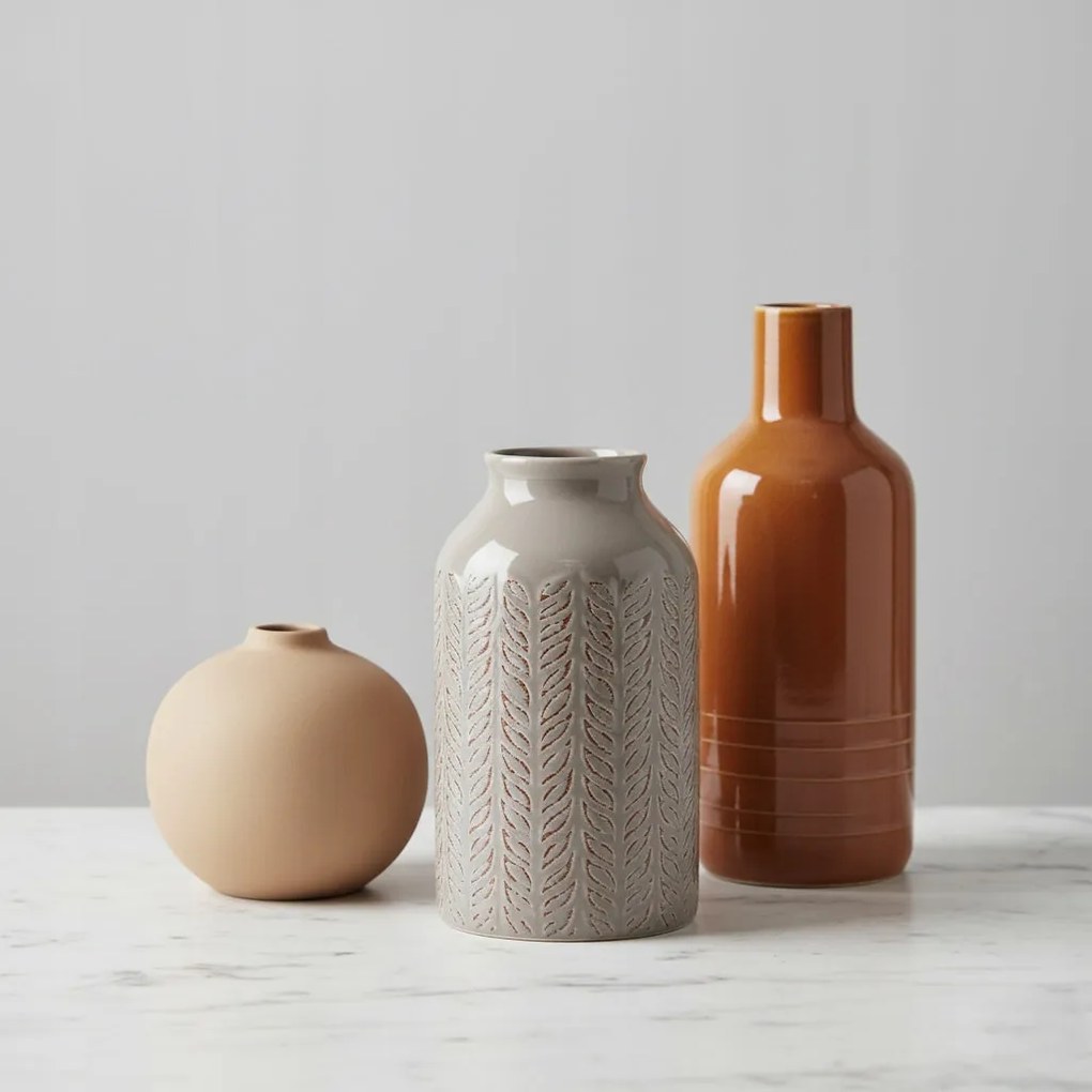 Osłonka Ceramiczna Szara 17 cm Nowoczesny Wazon zdobiony Elegancki wzór