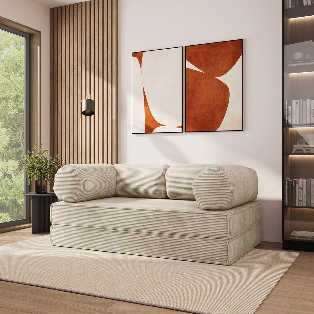 Masseno Sofa piankowa ALVIO z funkcją spania - Kremowy - POSO 100 / Bez stelaża