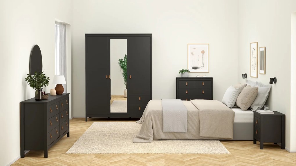 Czarna komoda z szufladami Madrid 4+4