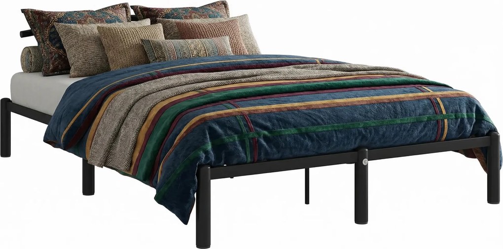 Czarne metalowe łóżko w stylu loftowym 140x200 cm B4-D25
