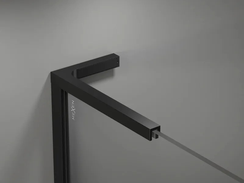 Mexen Kioto-X L ścianka prysznicowa Walk-in 120 x 200 cm, transparent 10 mm, czarna - 800-120-107-70-00-X