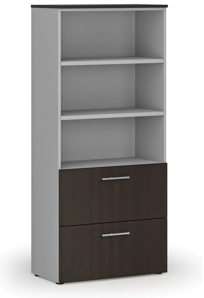 Szafa z szufladami na teczki zawieszkowe PRIMO GRAY, 800 x 420 x 1781 mm, szary/wenge