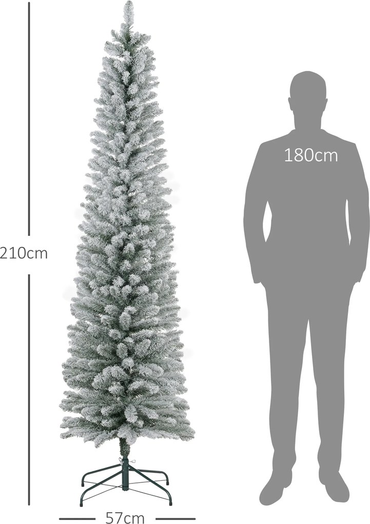 HOMCOM Choinka 210 cm, Girlanda LED, Sztuczne Gałęzie, Ognioodporne, Metalowa Podstawa, Zielony | Aosom PL