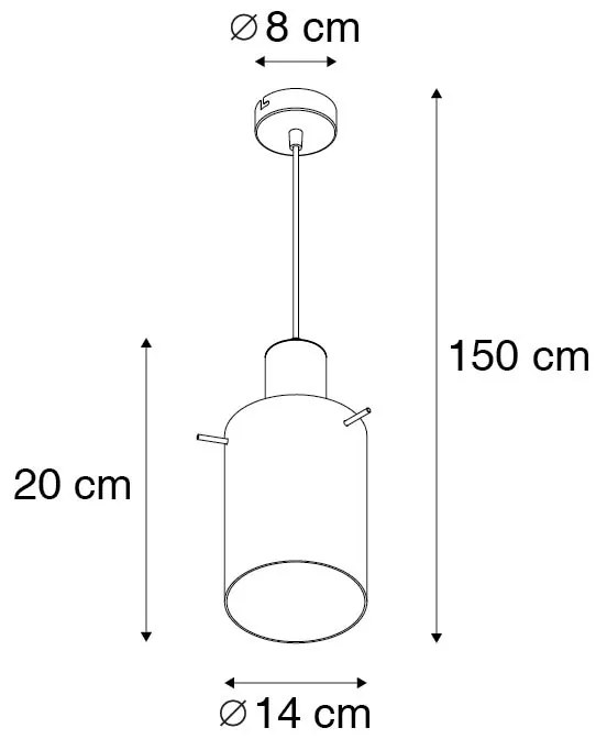 Wisząca lampa vintage mosiądz z dymionym szkłem - Vidro Nowoczesny Oswietlenie wewnetrzne