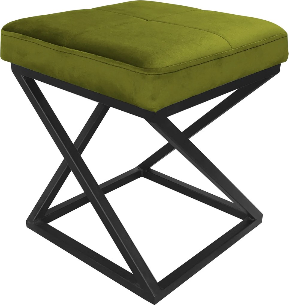 Pufa ZOA tkanina Welur loft ławka podnóżek metal : Kolor Stelaża - Czarny , Kolor tkaniny - VELVET - BL75, Typ tkaniny - Velvet