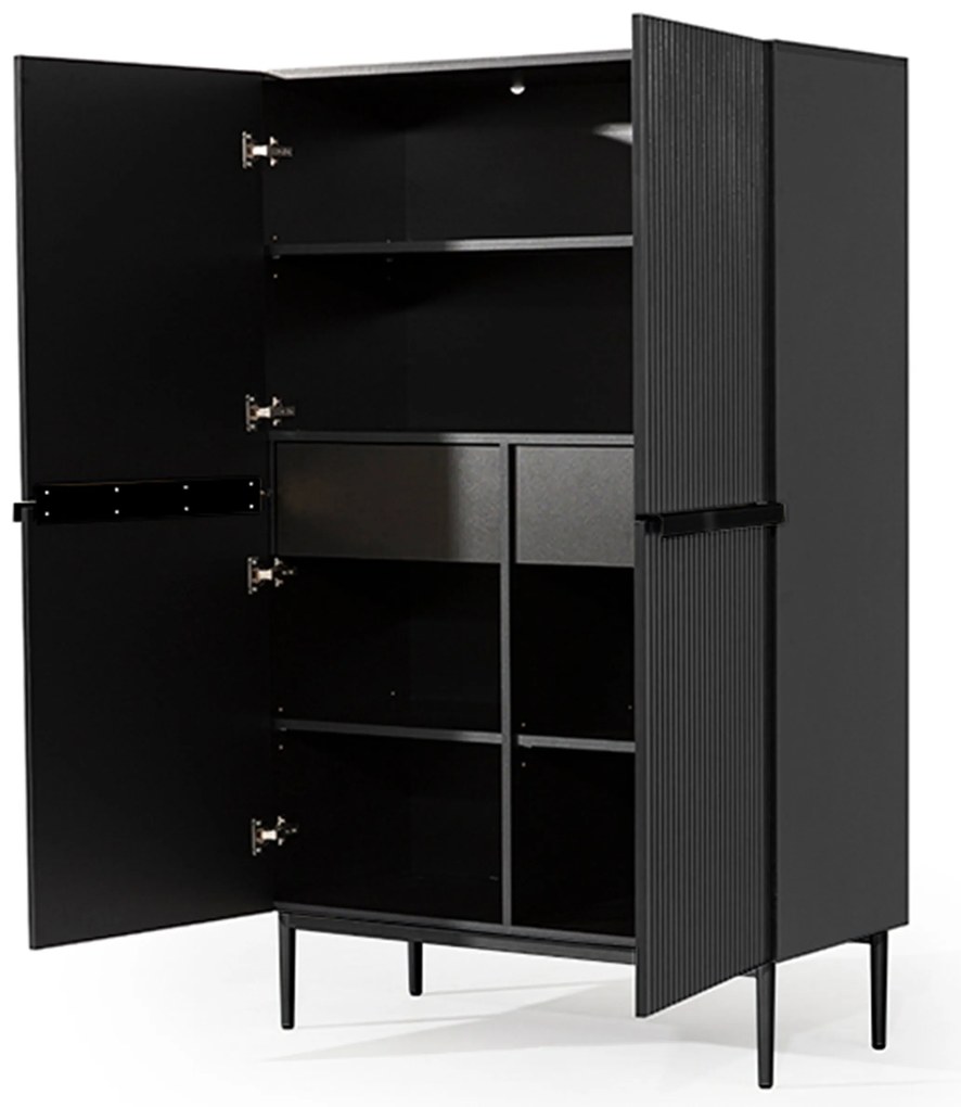 Komoda wysoka Nicole 100 cm - czarny mat / czarne nóżki