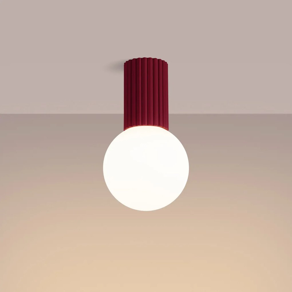 Plafon HALO burgund IP44 ryflowany SOLLUX LIGHTING