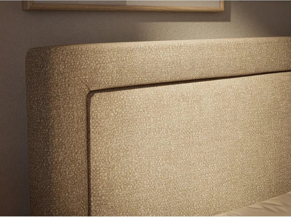 Beżowe łóżko kontynentalne ze schowkiem 180x200 cm Fresco – Maison de Rêve