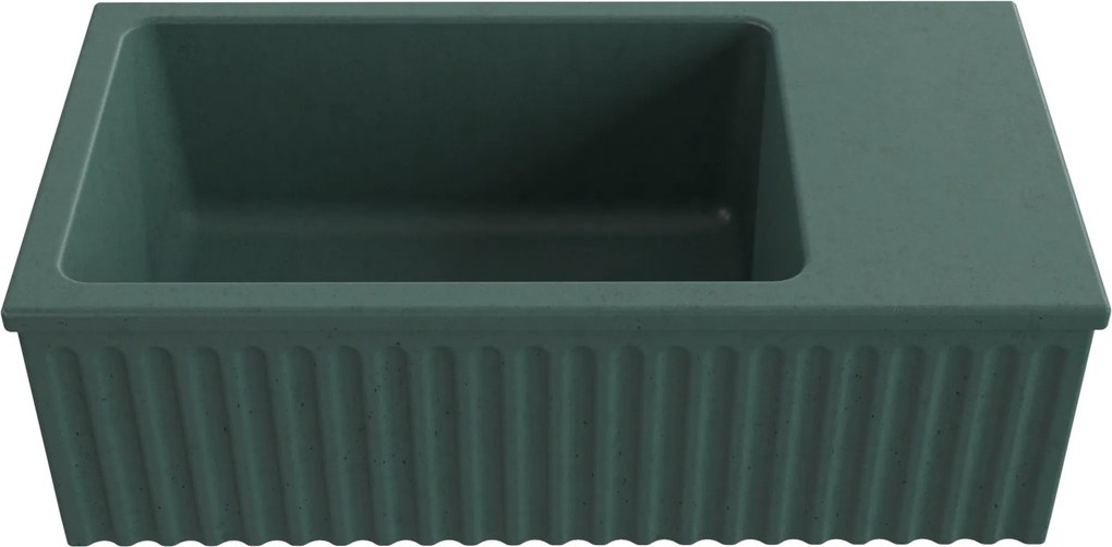 Umywalka betonowa ryflowana nablatowa / wisząca prostokątna 60 x 30 cm WELLE | różne kolory : Kolor - Oliwkowy, Typ montażu - podwieszana