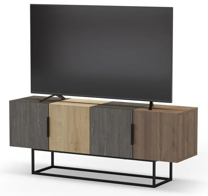 Brązowa szafka pod TV w dekorze dębu 140x55 cm Titan – Marckeric