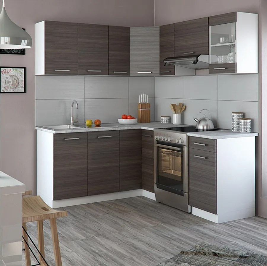 Kuchnia narożna szlachetny szary/biały 190x60x81.6 rick