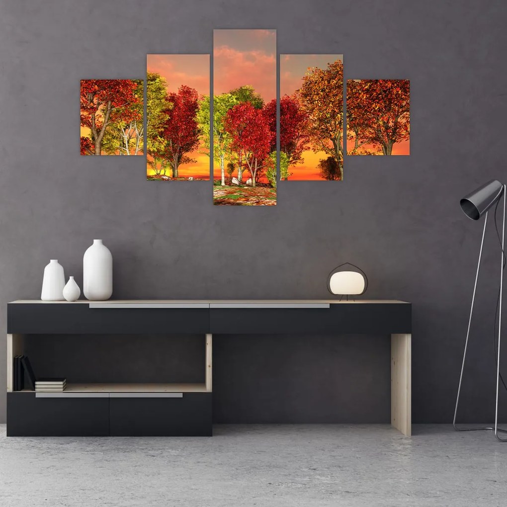 Obraz - Kolorowe drzewa (125x70 cm)