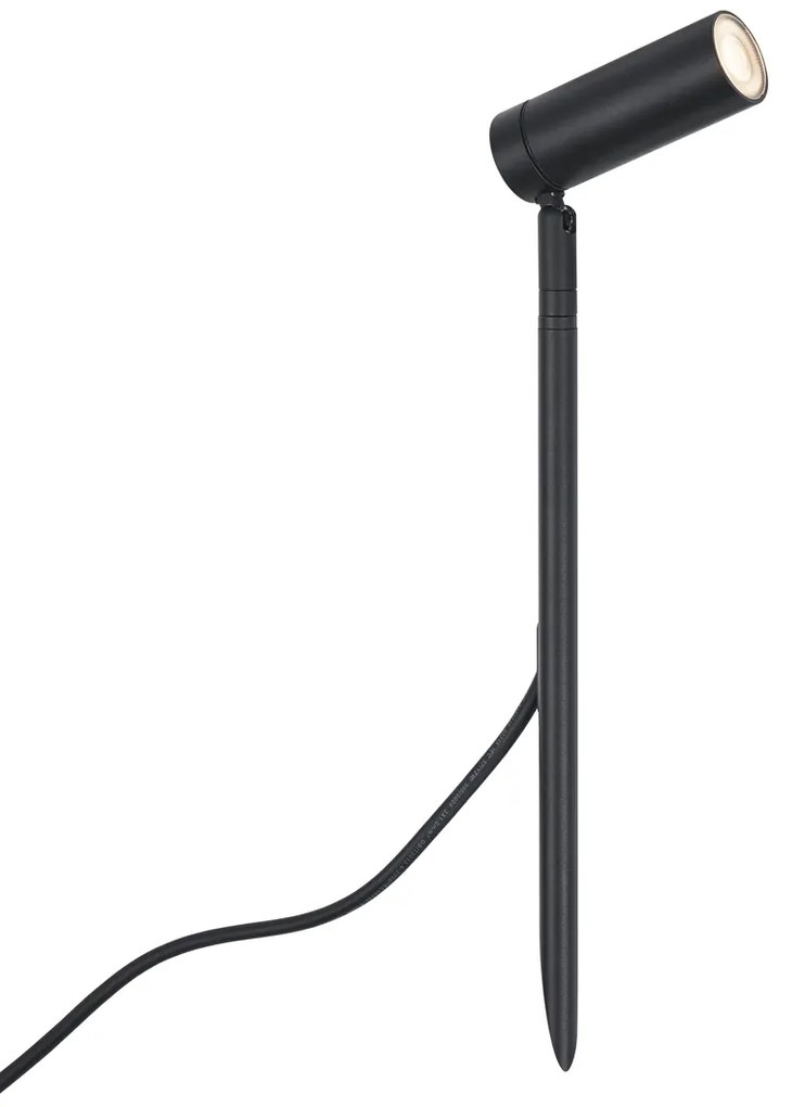 Reflektor wbijany czarny 40 cm z LED, regulowany IP65, z przewodem i wtyczką - Carl