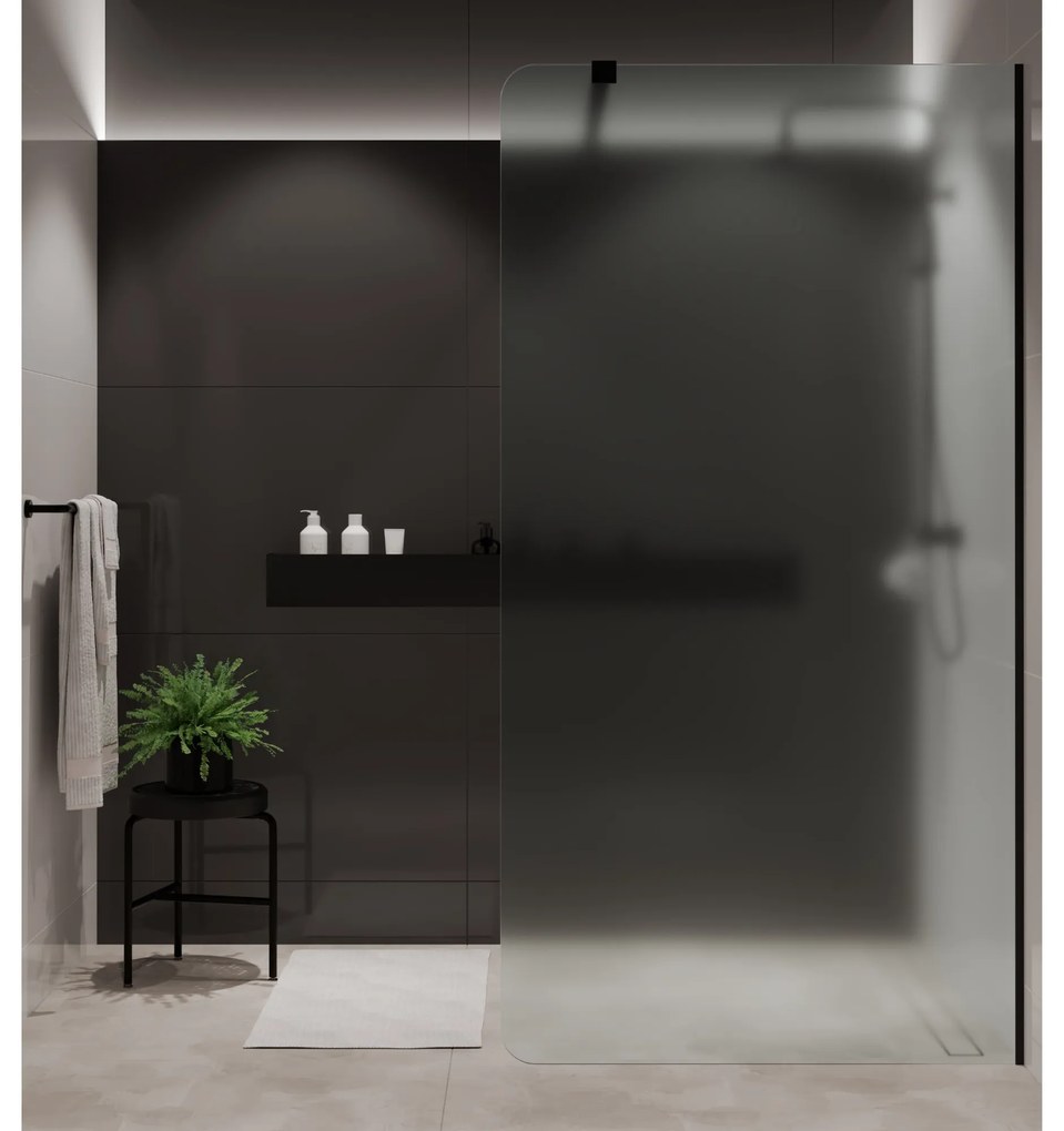 Ścianka prysznicowa Walk-in szkło satynowe matowe 8 mm MOLIS Satin Round MASSI I Różne rozmiary : Kolor profili kabiny - złoty szczotkowany, Szerokość ścianki - 100 cm, Typ montażu - WALK in FIX (Do ściany)