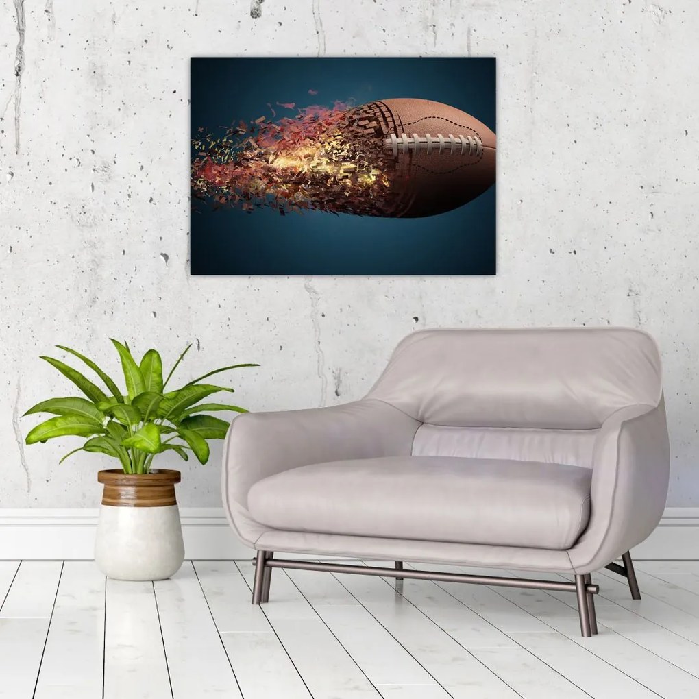 Obraz - Piłka do rugby w akcji (70x50 cm)