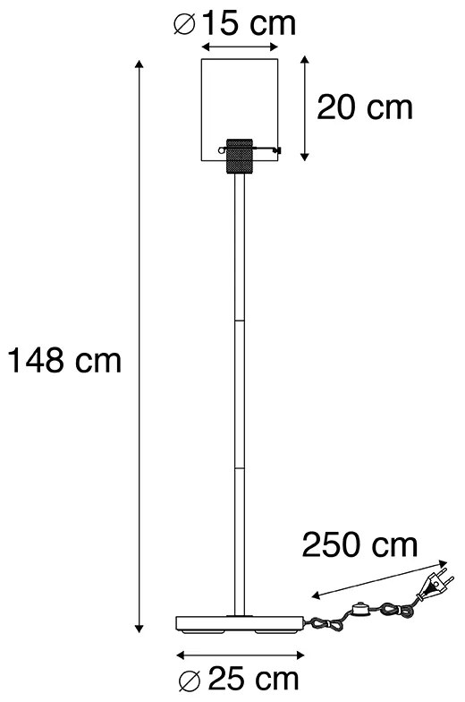 Designerska lampa podłogowa czarna z dymionym szkłem - Dome