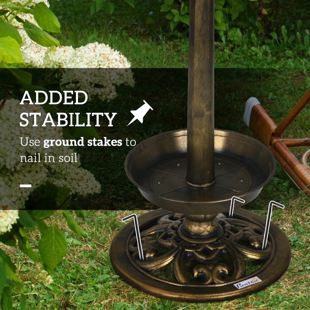 Outsunny Fontanna dla Ptaków z Lampą Solarną Brązowa 110cm | Aosom PL