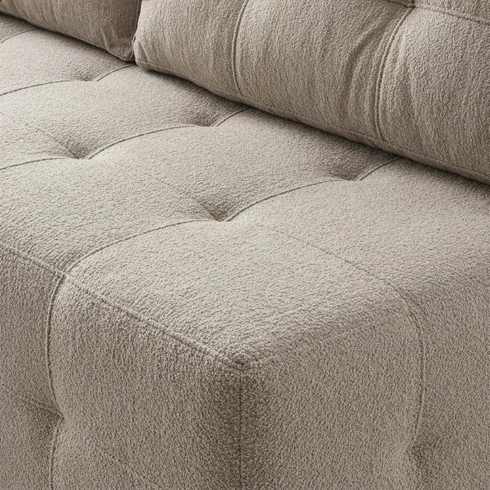 Sofa z Funkcją Spania MORANA Beżowa Boucle Nowoczesna