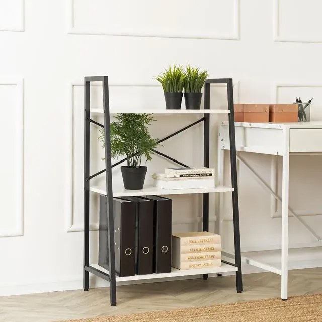 Metalowy niski regał na książki czarny + orzech E5-S23