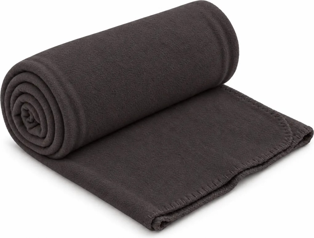 Koc fleece FLEORA, czekoladowy Rozmiar: 180 x 200 cm