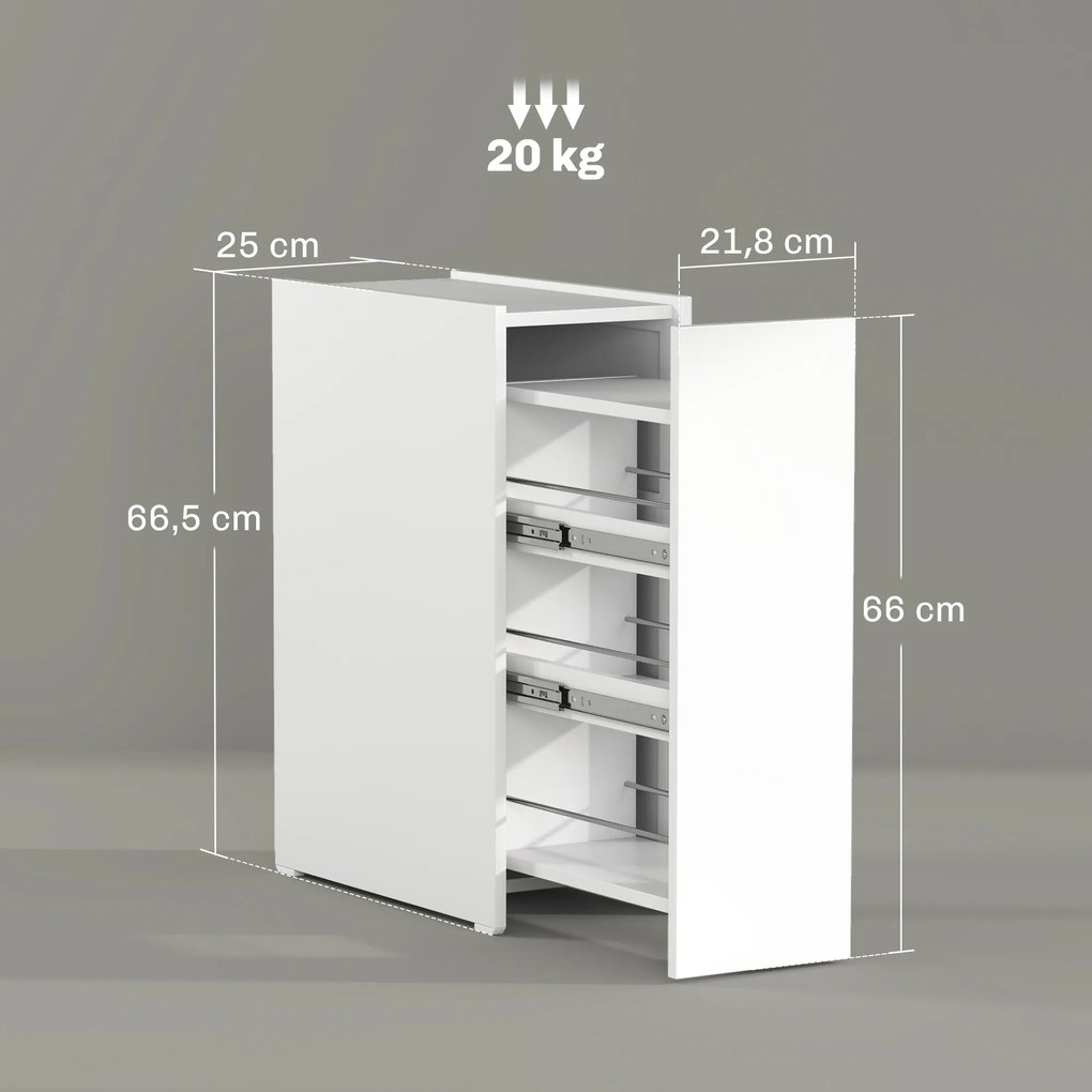 HOMCOM Wąska Szafka Łazienkowa, Szafka Podłogowa z Głęboką Szufladą, Wolnostojąca Szafka Łazienkowa, Płyta Wiórowa, Biały