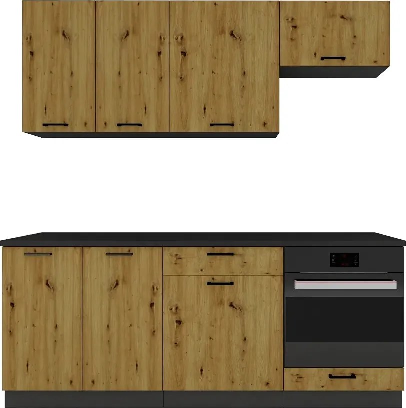 Komplet mebli kuchennych grafit + dąb artisan N1-F80