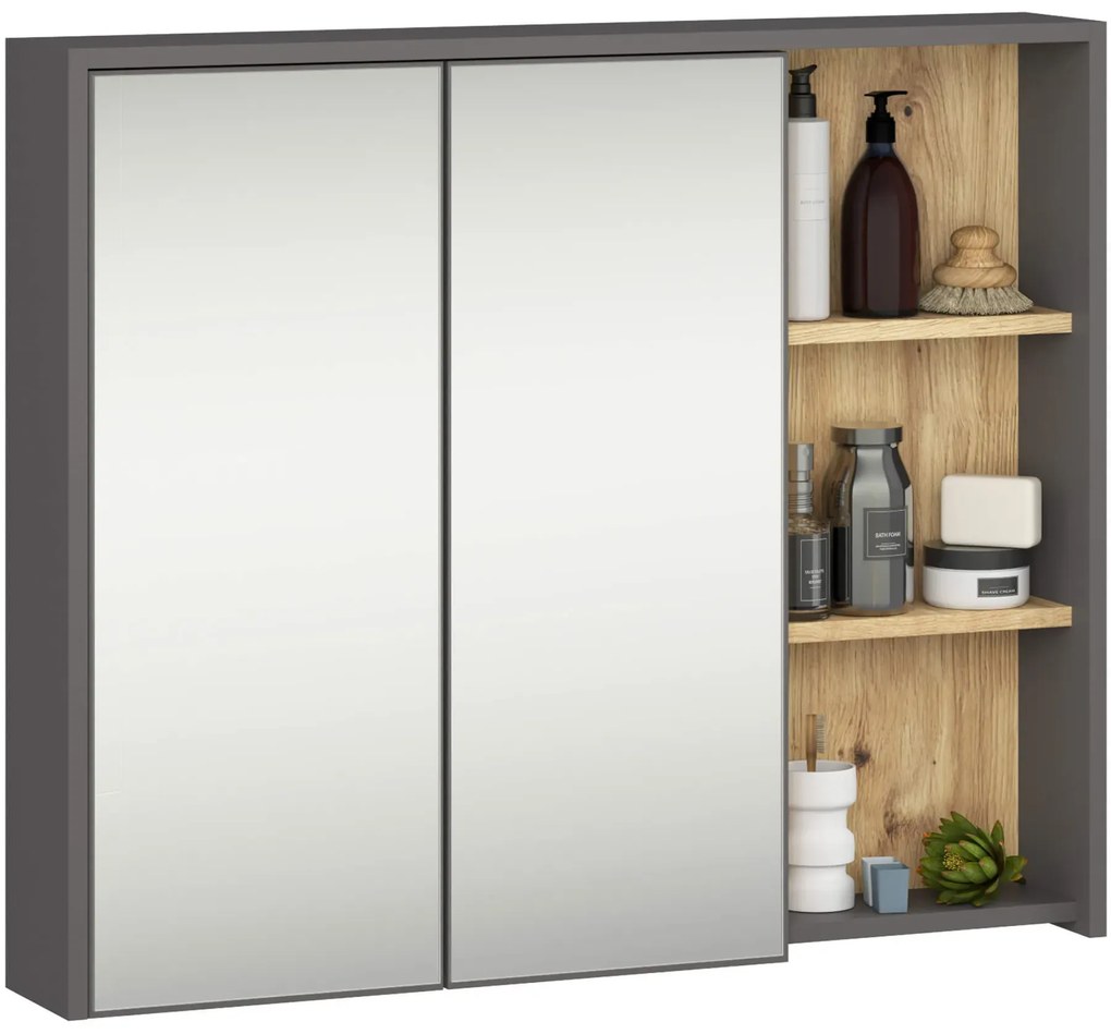 Komplet mebli łazienkowych grafit + dąb artisan  W8-C09