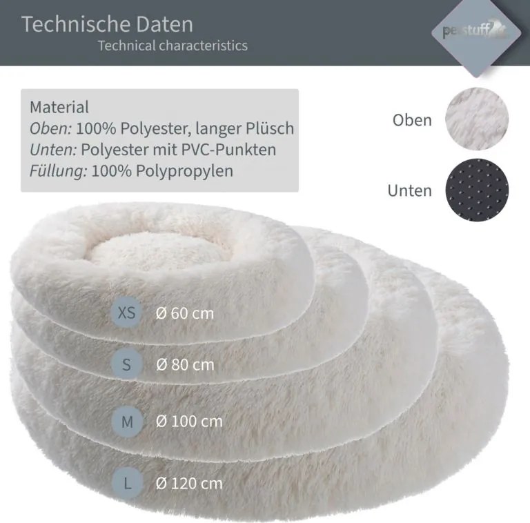 Petstuff Legowisko dla psa, okrągłe, beżowe, 120 cm