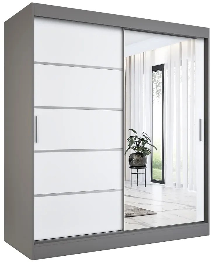 Szafa 180X200 Biały Przesuwna Antracyt + R3-M08