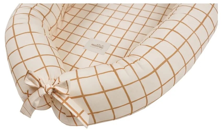 Beżowy kokon dla niemowląt Camel Check – Malomi Kids