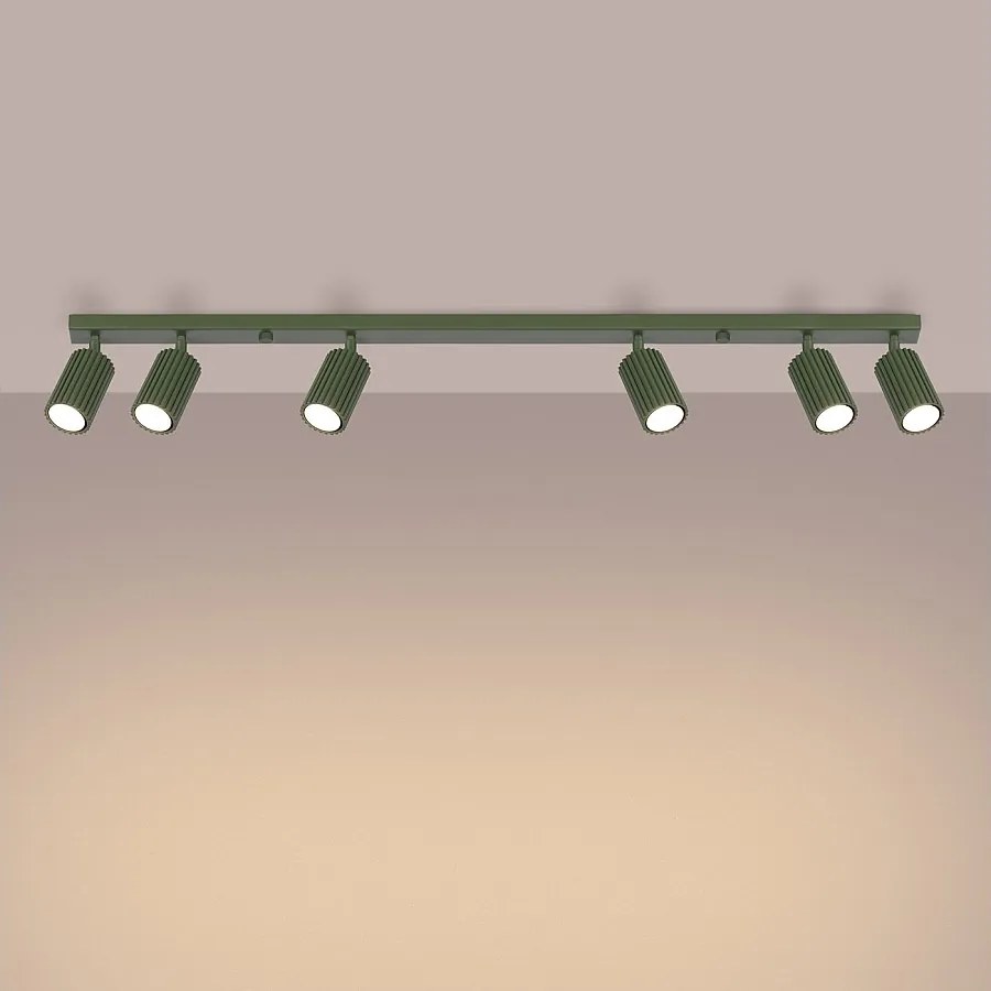 Lampa sufitowa minimalistyczny Gloow, aluminium - 6 źródło światła 3000K - L.117 x H.16.5 cm - zielony oliwkowy
