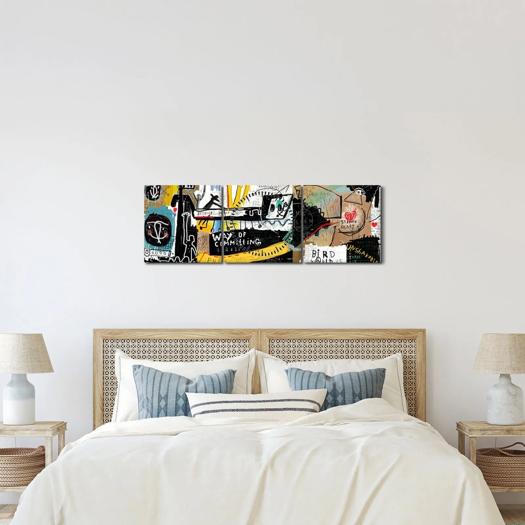 Obraz - Graffiti (z zegarem) (90x30 cm)