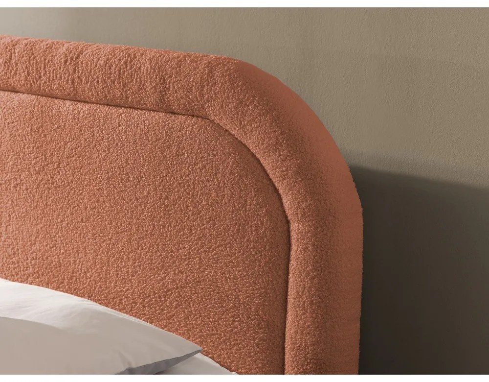 Pomarańczowe łóżko kontynentalne ze schowkiem 160x200 cm Ornes – Ropez