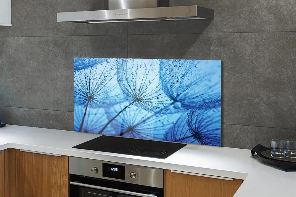 Panel szklany do Kuchni Puszyste Dmuchawce z Rosą