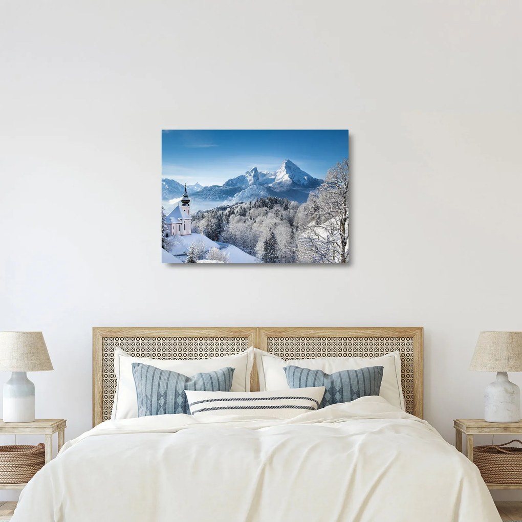 Obraz na szkle - Rzut oka na zimowy krajobraz (70x50 cm)