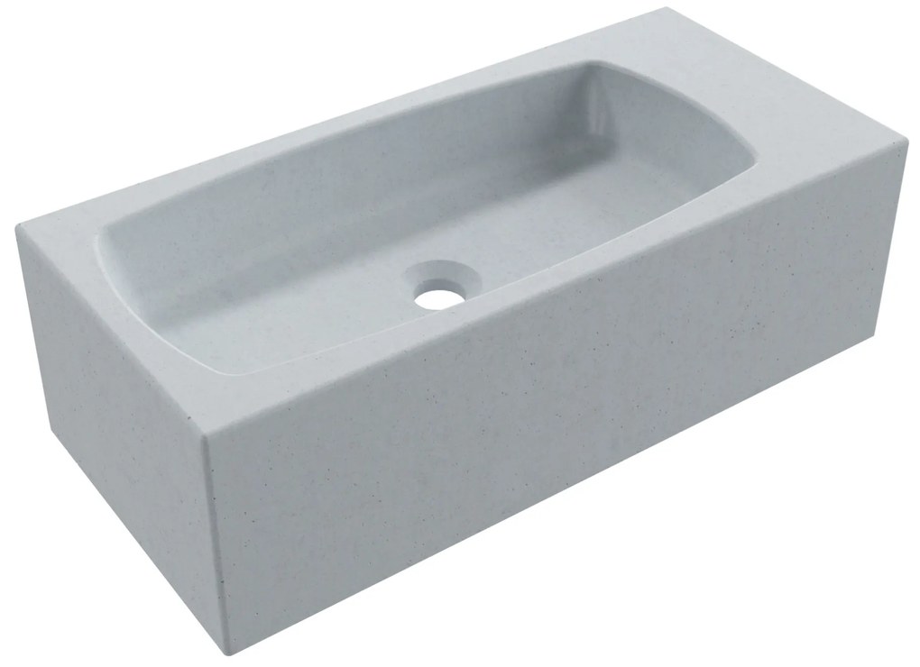 Umywalka betonowa wisząca / nablatowa prostokątna bez otworu na baterię 65 x 30 cm z półką ZALM | różne kolory : Kolor - Jasny szary, Typ montażu - podwieszana