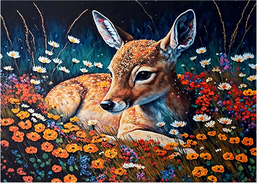 Obraz - Malowany jeleń (70x50 cm)