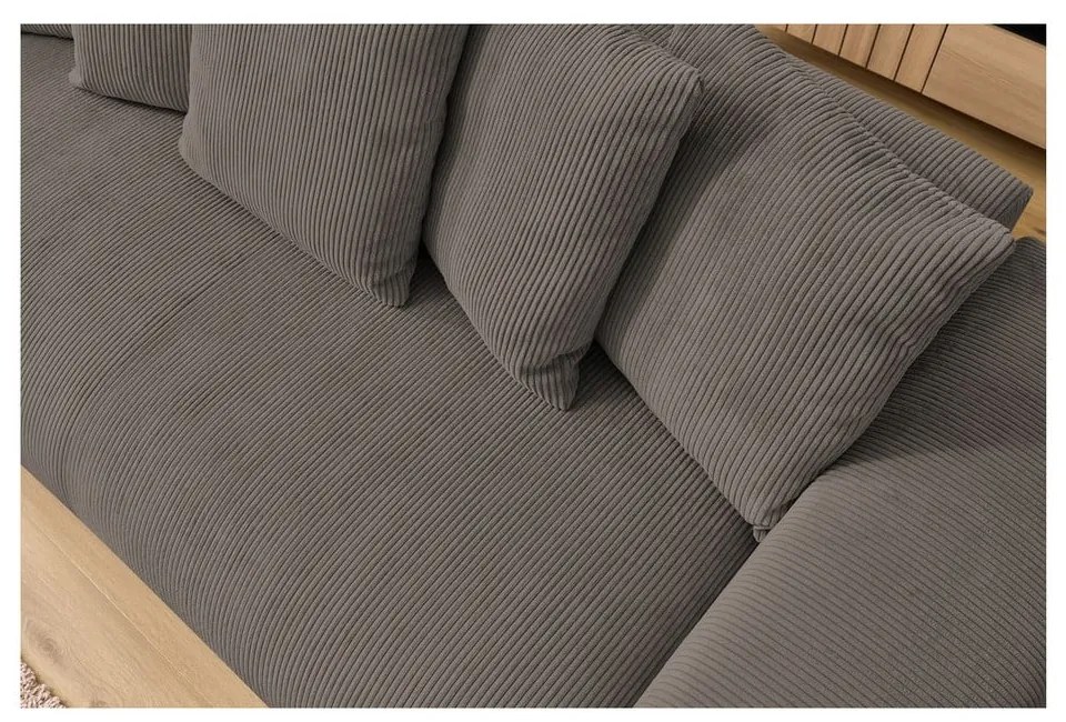 Szarobrązowa sztruksowa sofa 280 cm Voltaire – Bobochic Paris