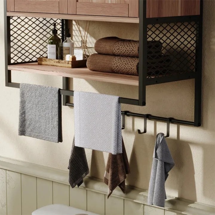 Szafka Łazienkowa Wisząca Loft – Rustykalna z Wieszakiem 66 cm