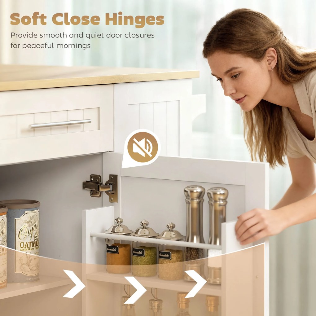 HOMCOM Mobilna wyspa kuchenna, rozszerzalny blat, drzwi szafki, szuflady, uchwyt na ręcznik, wózek kuchenny z MDF, biały | Aosom PL